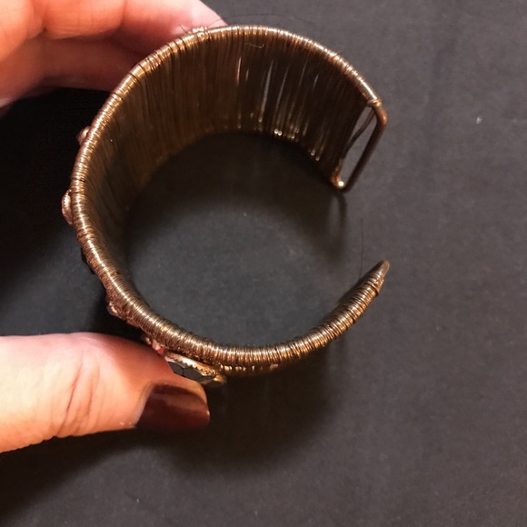 Copper Handmade Cuff With Rhinestones - Picture 3 of 4